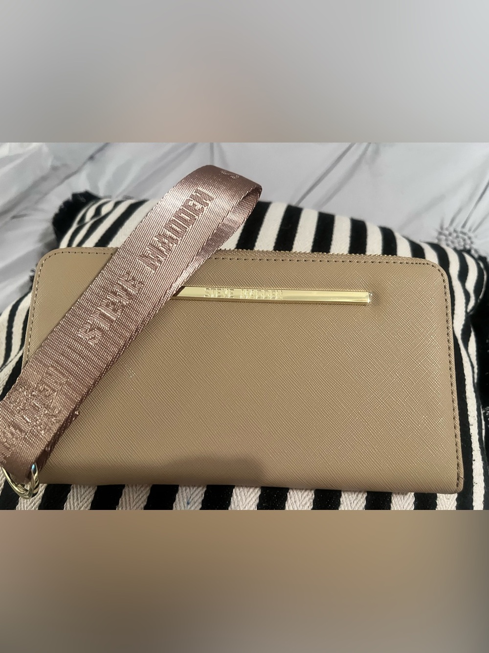 Steve Madden Taupe Wallet / Wristlet with Adjustable Strap